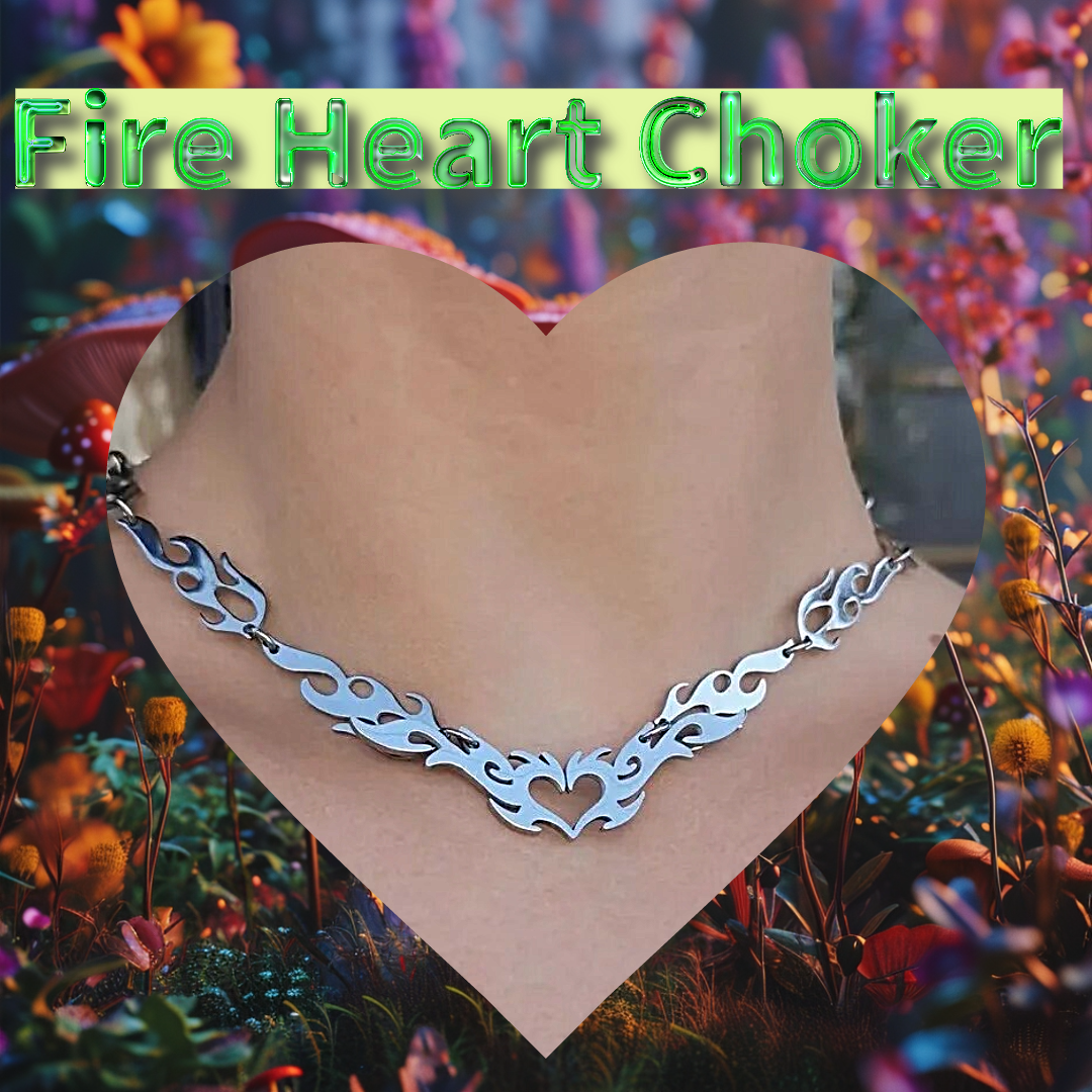 Fire Heart Choker Y2K